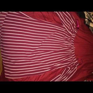 Over the shoulder red stripped dress